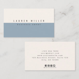 Soft Blue & Off-White Duo Color Minimalist Busines Business Card