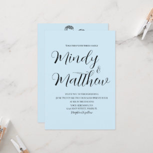 Soft Blue on Black Couple Wedding Invitation