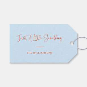 Soft Blue Orange Script Personalised Family Name Gift Tags