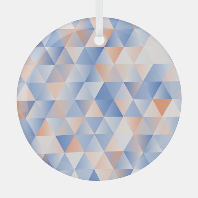 Soft Blue Orange Triangles Glass Tree Decoration (Front)