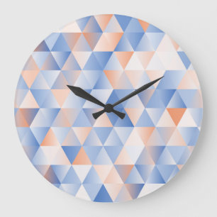 Soft Blue Orange Triangles Large Clock