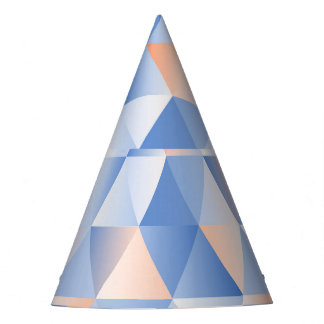 Soft Blue Orange Triangles Party Hat