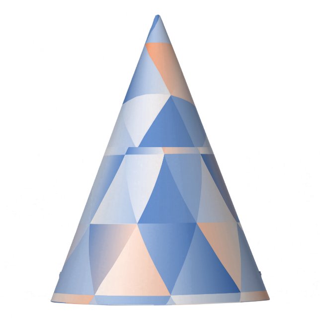 Soft Blue Orange Triangles Party Hat (Front)
