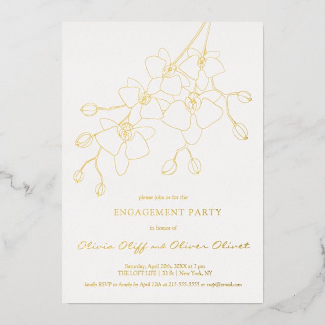 Soft Blue Orchid Engagement Party Invitation (Front)