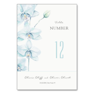 Soft Blue Orchid Wedding Table Number