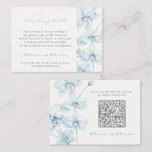 Soft Blue Orchid Wedding Wishing Well QR Code Enclosure Card