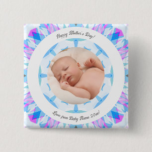 Soft Blue Pastels Custom Mother’s Day Photo Gift 15 Cm Square Badge