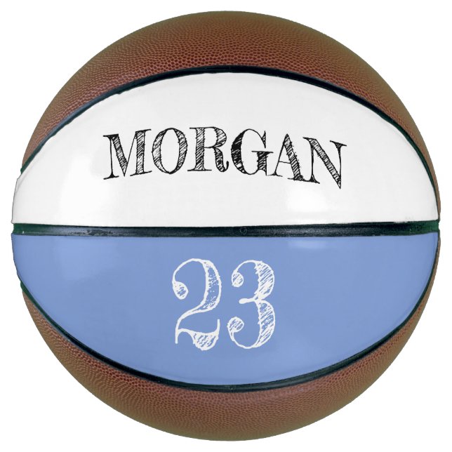 Soft Blue Personalised Name Ball Player Number Basketball (Front)
