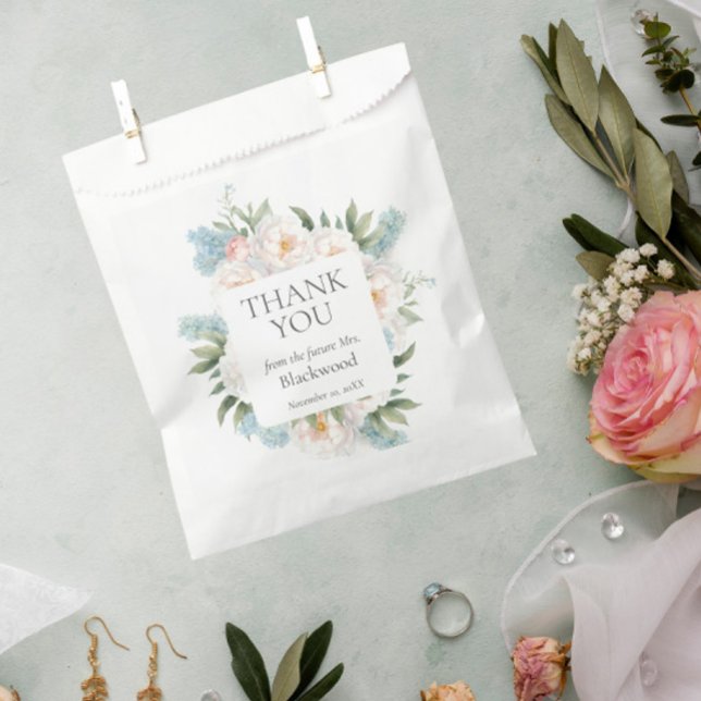 SOFT BLUE PINK BLOOMING FLOWERS BRIDAL Thank You Favour Bags (Creator Uploaded)