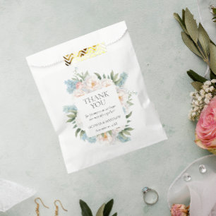 SOFT BLUE PINK BLOOMING FLOWERS WEDDING FAVOUR BAGS