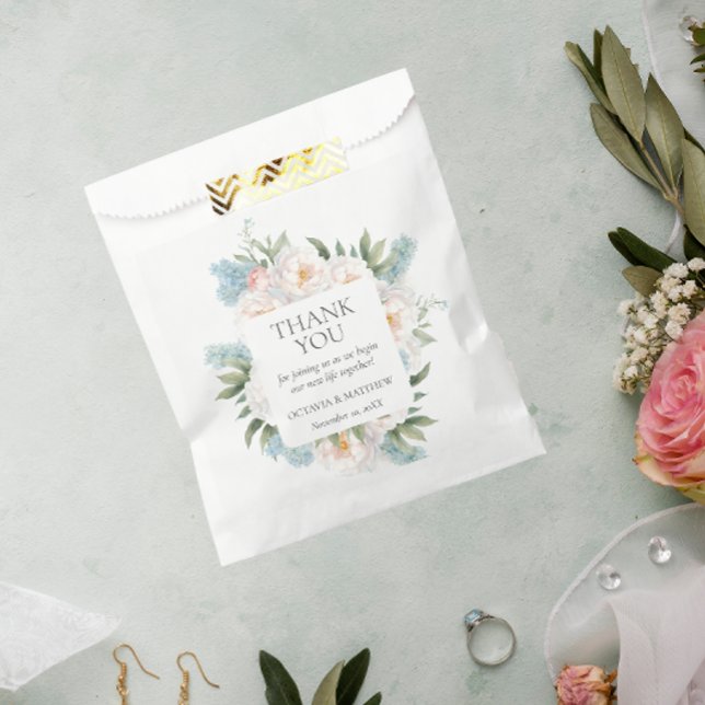 SOFT BLUE PINK BLOOMING FLOWERS WEDDING FAVOUR BAGS (Creator Uploaded)