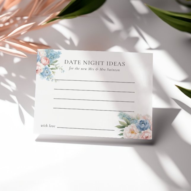 SOFT BLUE PINK FLOWERS BRIDAL SHOWER DATE NIGHT  INVITATION (Creator Uploaded)
