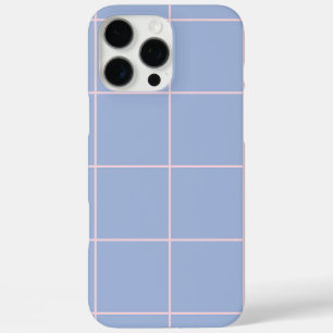 Soft Blue & Pink Grid Pattern iPhone 16 Pro Max Case