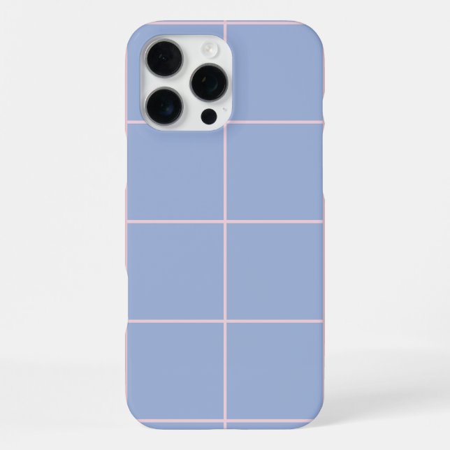 Soft Blue & Pink Grid Pattern iPhone Case (Back)