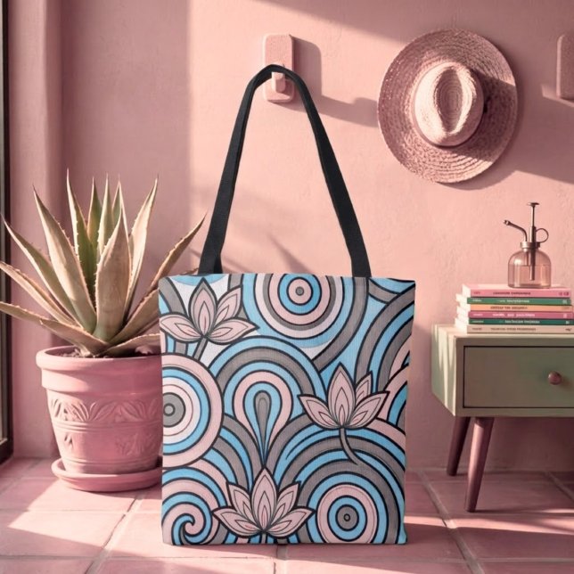 Soft Blue & Pink Nouveau Flow Tote Bag (Creator Uploaded)