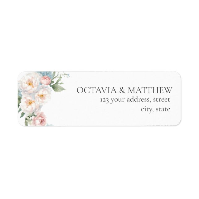 SOFT BLUE PINK WHITE FLOWERS PERSONALIZED WEDDING (Front)