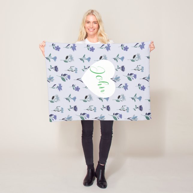 Soft Blue Purple Pink Floral Pattern Baby Blanket  (In Situ)