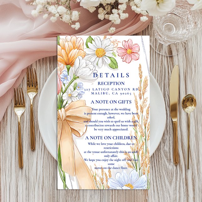 Soft Blue Ribbon Floral Wedding Enclosure Card (Creator Uploaded)
