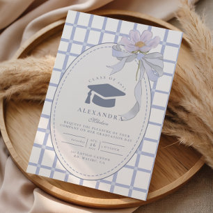 Soft Blue Ribbon Graduation Invitation