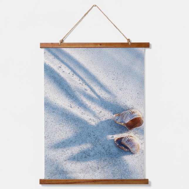 Soft Blue Shell Shadows Minimal Art Hanging Tapestry (Front)