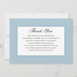 Soft Blue Simple Funeral Thank You Card