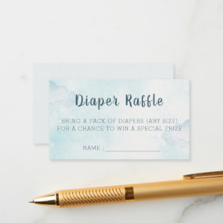 Soft Blue Sky Clouds Baby Shower Diaper Raffle Enclosure Card