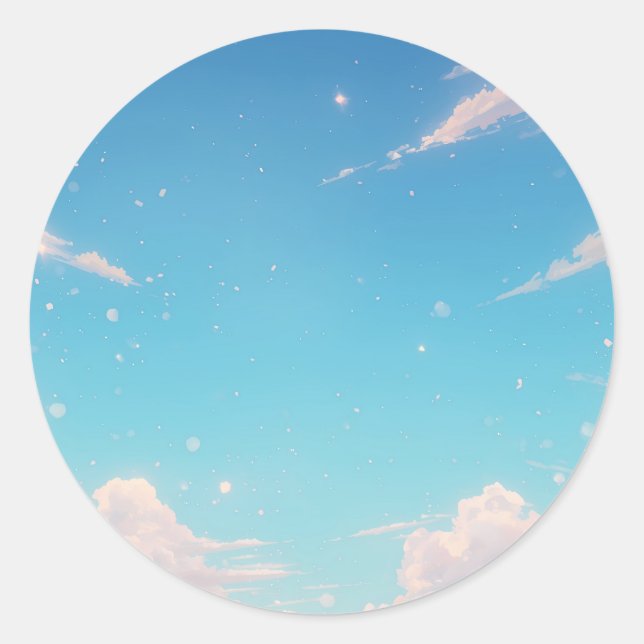 Soft Blue Sky Round Sticker (Front)