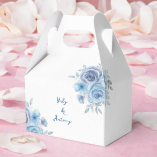 Soft Blue Slate Floral Watercolor Garden Favour Box