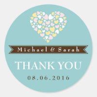 Soft Blue Small Hearts Wedding Favour Sticker
