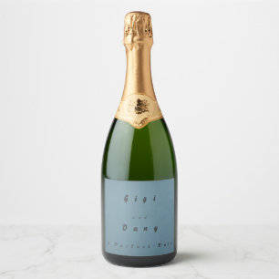 Soft Blue Sparkling Wine Bottle Label