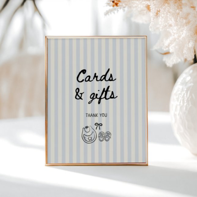 Soft Blue Stripes Baby Shower Cards and Gifts Poster (Creator Uploaded)