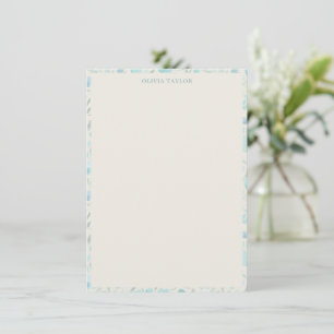 Soft Blue Teal Watercolor Floral Personalised Name Card