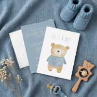 Soft Blue Teddy Bear sleepy Baby Shower