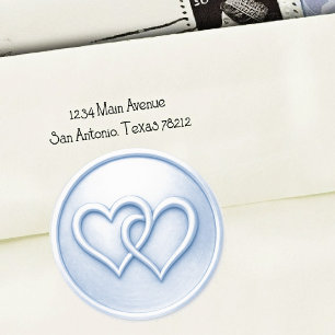Soft Blue Two Hearts Intertwined Wedding Classic Round Sticker