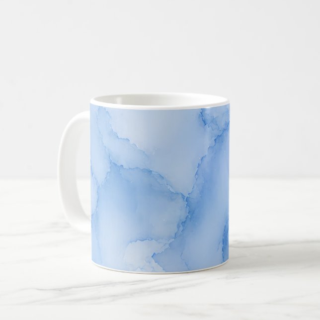 Soft Blue Watercolor Abstract Coffee Mug (Front Left)