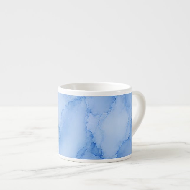 Soft Blue Watercolor Abstract Espresso Cup (Front Right)
