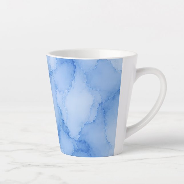 Soft Blue Watercolor Abstract Latte Mug (Right)