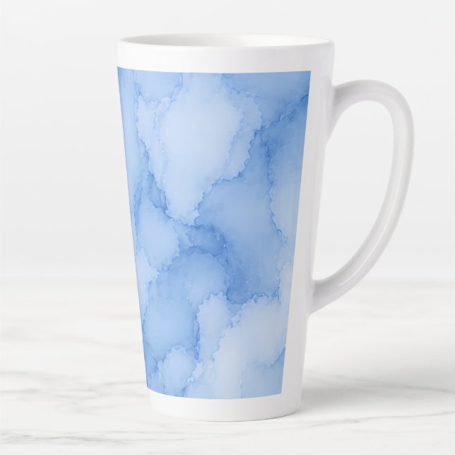 Soft Blue Watercolor Abstract Latte Mug (Right)