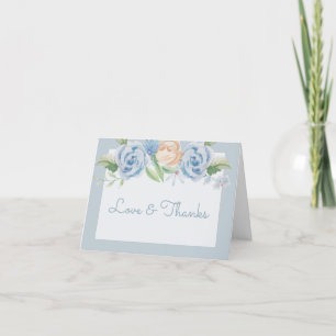 Soft Blue Watercolor Sketched Floral Thank You Card