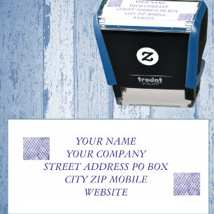 Soft Blue Wave Swirl Pattern Self-inking Stamp