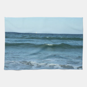 Soft Blue Waves Moving Towards Shore Tea Towel