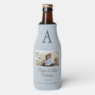 Soft Blue Wedding Favour Photo Bottle Cooler