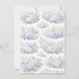 Soft Blue White Floral Bouquet Pattern Romantic Invitation