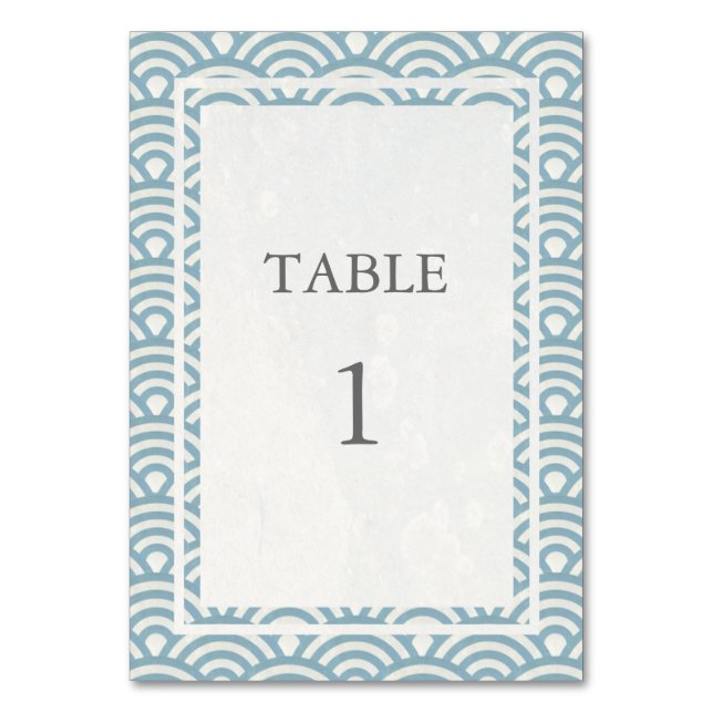 Soft Blue + White Japanese Seigha Table Number (Front)