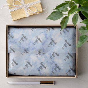 Soft Blue White Marble Tissue Paper