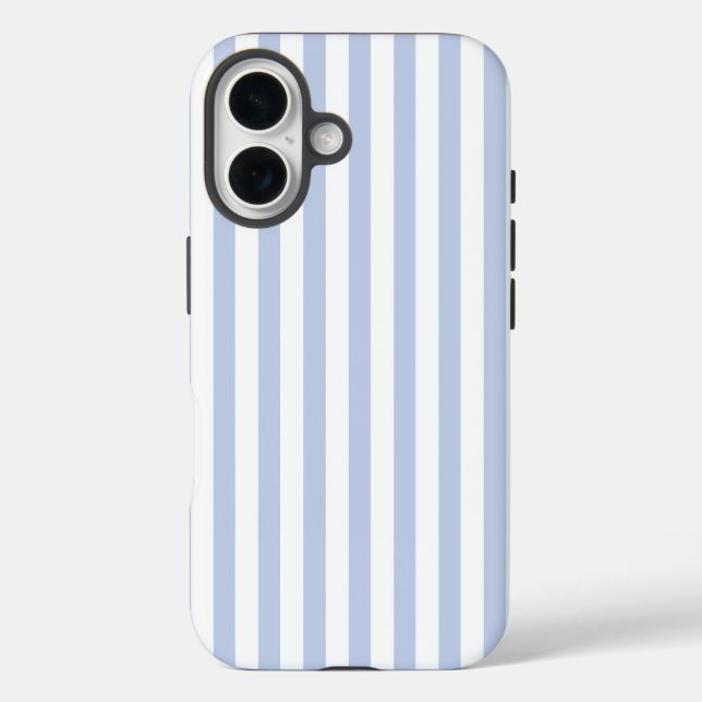 Soft Blue White Vertical Stripe Pattern Art Case-Mate iPhone Case (Back)