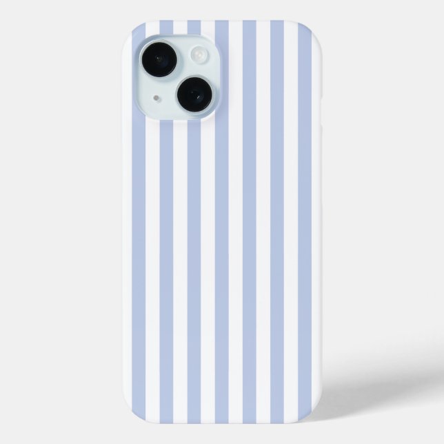 Soft Blue White Vertical Stripe Pattern Art Case-Mate iPhone Case (Back)