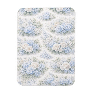 Soft Blue White Watercolor Floral Elegant Romantic Magnet