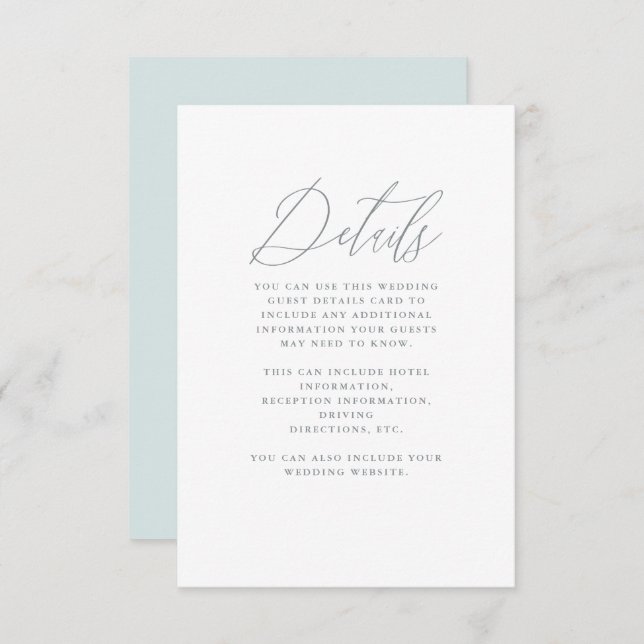 Soft Blue with Calligraphy Wedding Enclosure Card (Front/Back)