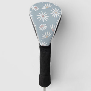 Soft Blue with White Daisy Flowers Golf Head Cover